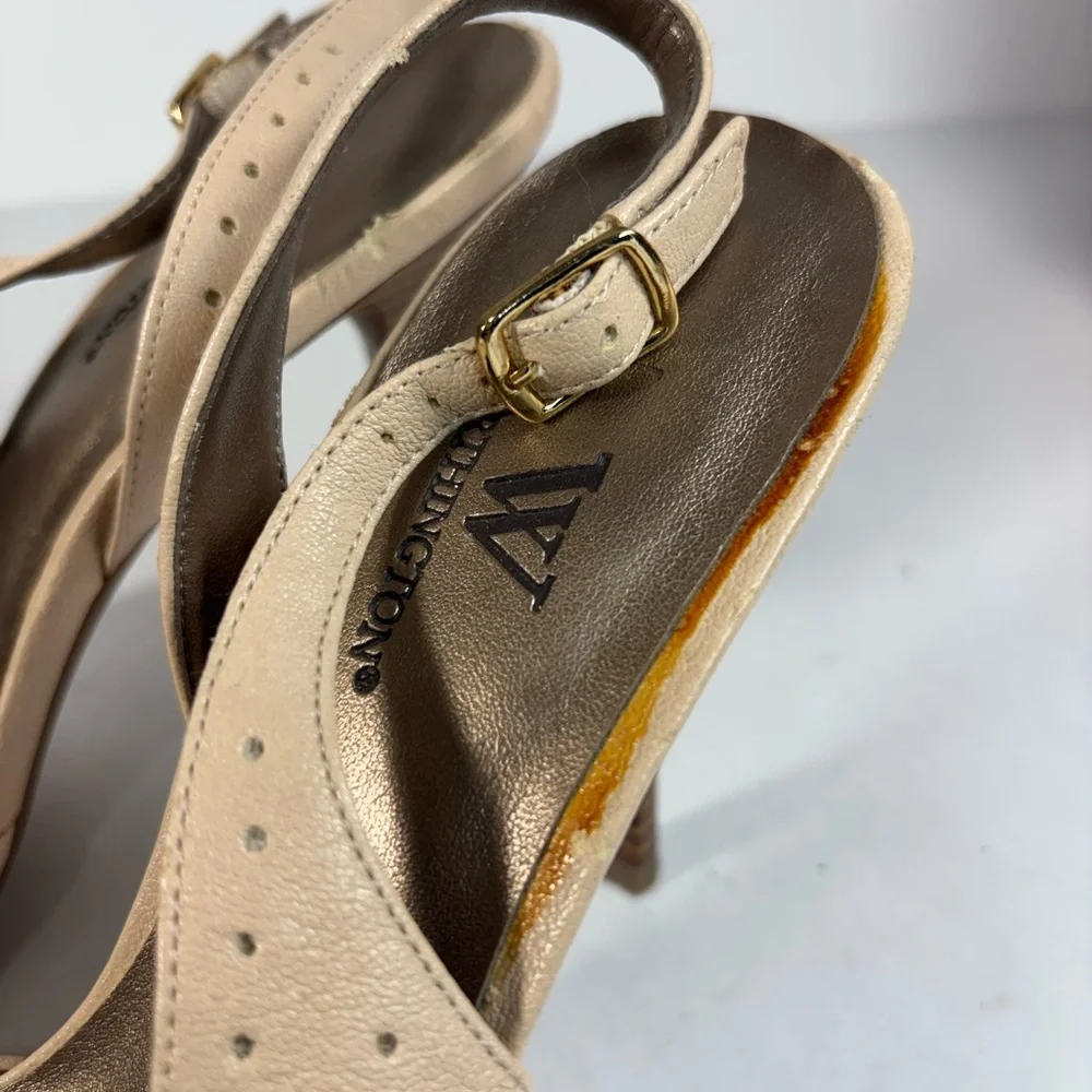 Worthington Beige woman high heels‎ Slingback PeepToe Flower Embellishment 7.5 M